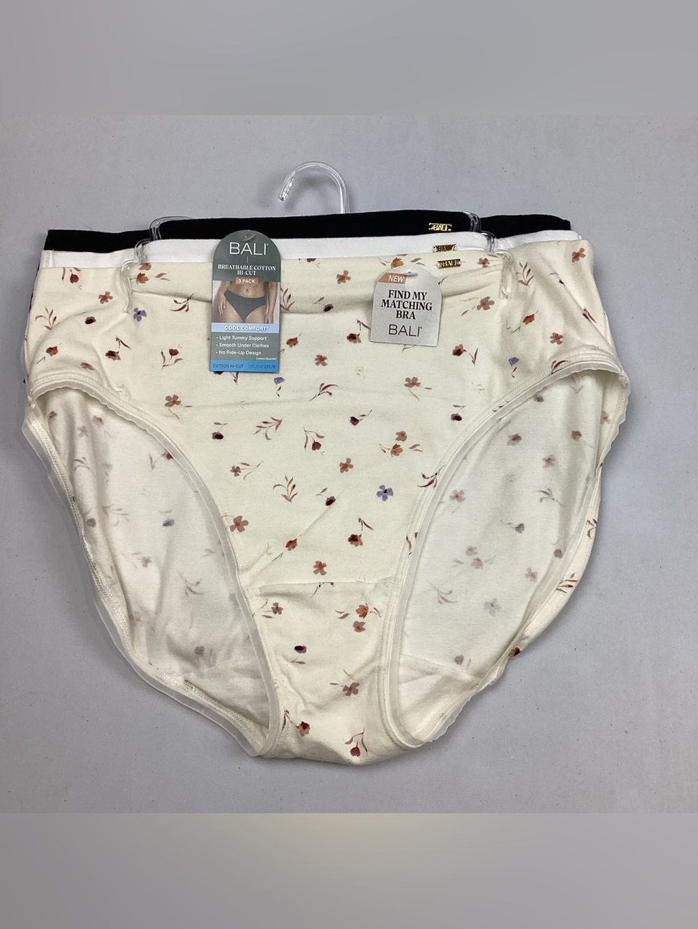 Bali Cool Comfort Cotton Blend Hi-Cut Panty Underwear 3PACK 2XL/9 NEW! MSRP $30